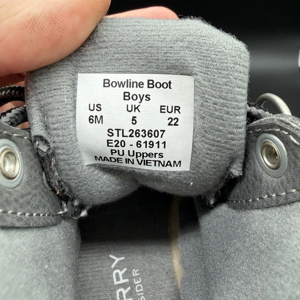 Sperry Kids Bowline Boot Boys Size 6M Black Grey‎ Lace Up 61911